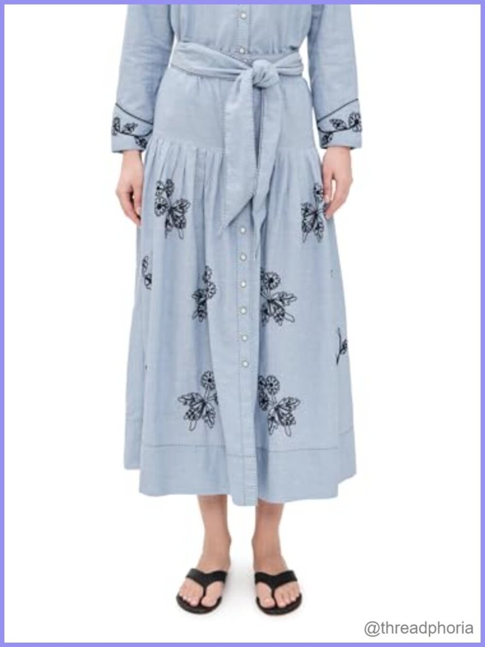 THE GREAT. Women's x Stetson Embroidered Linen Blend Highland Skirt